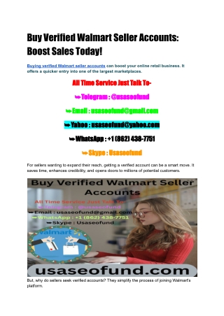 Buy Verified Walmart Seller Accounts_ Boost Sales Today