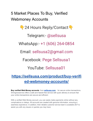 5 Market Places To Buy, Verified Webmoney Accounts