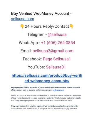 Buy Verified WebMoney Account - sellsusa