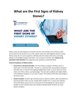 What are the First Signs of Kidney Stones