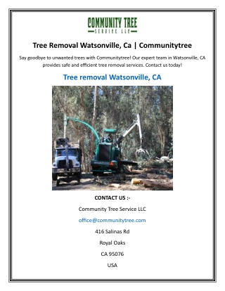 Tree Removal Watsonville, Ca  Communitytree