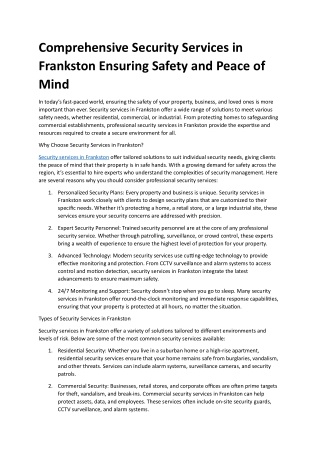 Reliable and Professional Security Services in Frankston