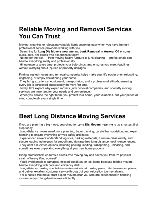 Knowledgeable Moving & Junk Removal