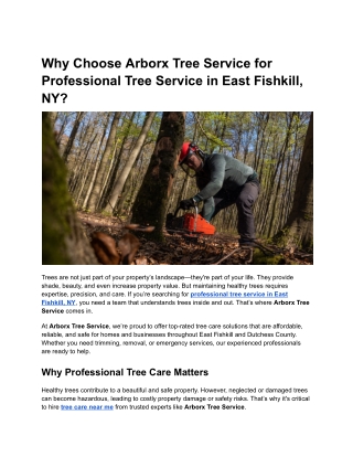 Why Choose Arborx Tree Service for Professional Tree Service in East Fishkill, N