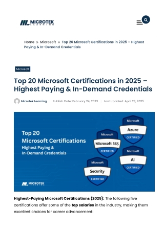 Top 20 Microsoft Certifications in 2025 – Highest Paying & In-Demand Credentials