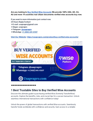 Buy Verified TransferWise Accounts : 100% Secure