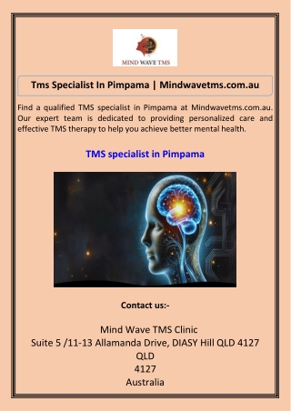 Tms Specialist In Pimpama Mindwavetms.com.au