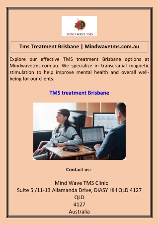 Tms Treatment Brisbane Mindwavetms.com.au