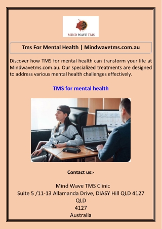 Tms For Mental Health  Mindwavetms.com.au