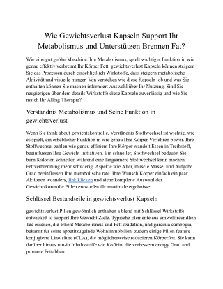 Wie Genau Gewichtsverlust Kapseln Hilfe Ihr Stoffwechsel und Hilfe Brennen Übers