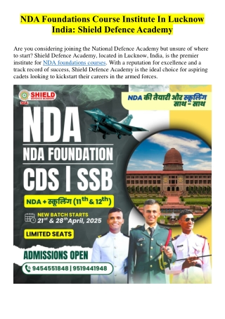 Best NDA Coaching In Lucknow, UP India - Shield Defence Academy