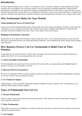 How Business Owners Can Use Testimonials to Build Trust on Their Websites