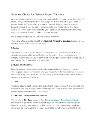 Smartest Choice for Gatwick Airport Transfers