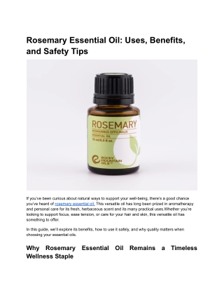 BLOG 2 _ Month 11 _ Rosemary Essential Oil_ Uses, Benefits, and Safety Tips