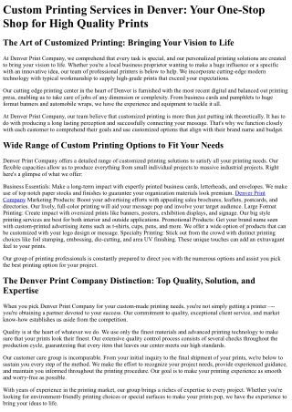 Denver Print Company