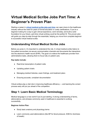 Virtual Medical Scribe Jobs Part Time_ A Beginner’s Proven Plan