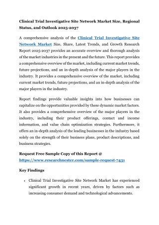 Clinical Trial Investigative Site Network Market