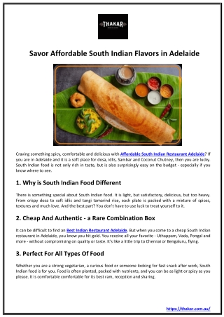 Savor Affordable South Indian Flavors in Adelaide