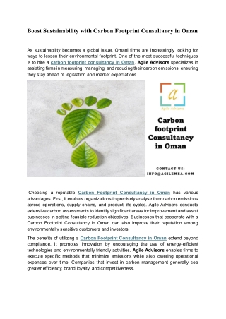 Boost Sustainability with Carbon Footprint Consultancy in Oman