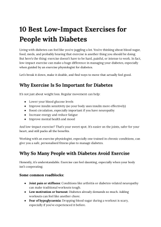 10 Best Low-Impact Exercises for People with Diabetes