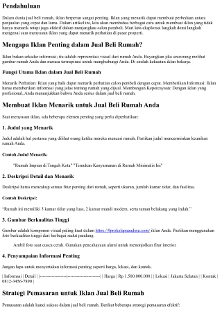 Membuat Iklan Menarik untuk Jual Beli Rumah Anda