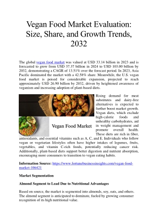 Vegan Food Market Size, Share, and Growth Forecast: A Detailed Outlook, 2032