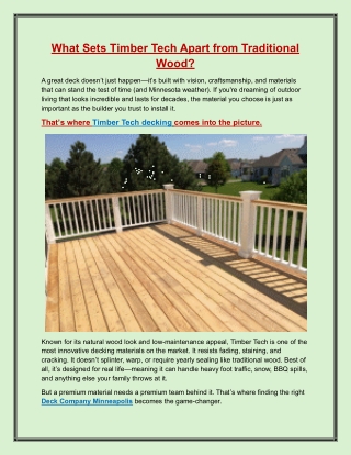 What Sets Timber Tech Apart from Traditional Wood?