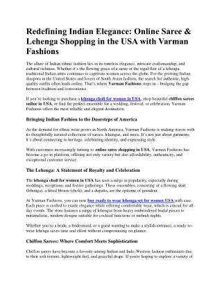 Online Saree & Lehenga Shopping in the USA