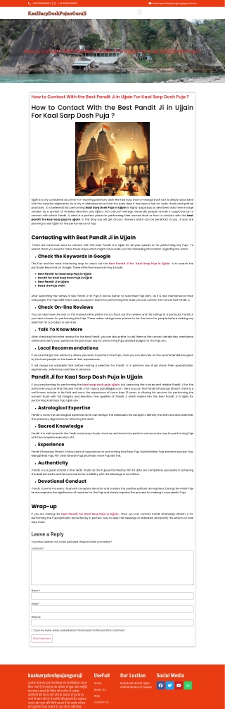 How to Contact With the Best Pandit Ji in Ujjain For Kaal Sarp Dosh Puja ?