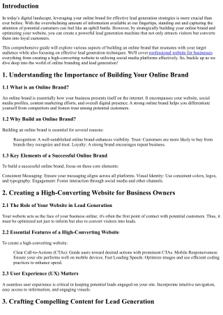 Leveraging Your Online Brand for Effective Lead Generation Strategies