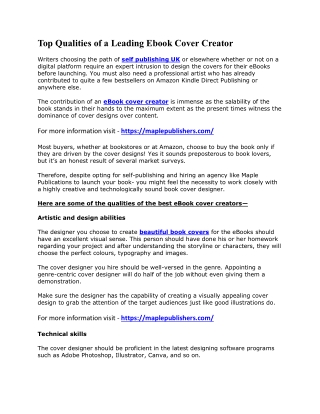 Top Qualities of a Leading Ebook Cover Creator