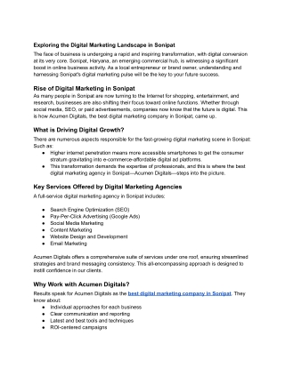 Exploring the Digital Marketing Landscape in Sonipat