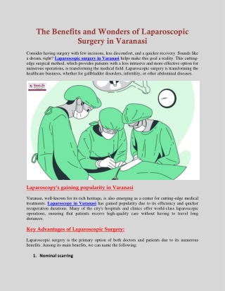 The Benefits and Wonders of Laparoscopic Surgery in Varanasi
