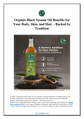 Organic Black Sesame Oil Benefits for Your Body, Skin, and Hair – Backed by Tradition