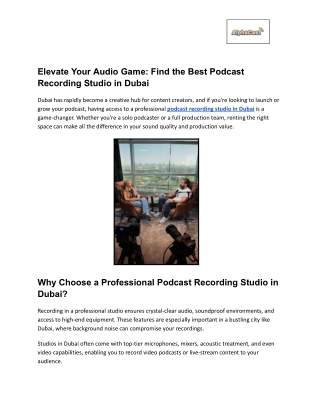 Elevate Your Audio Game_ Find the Best Podcast Recording Studio in Dubai