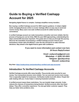 Guide to Buying a Verified Cashapp Account for 2025