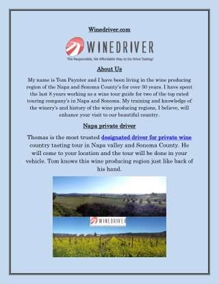 Driver sonoma wine country