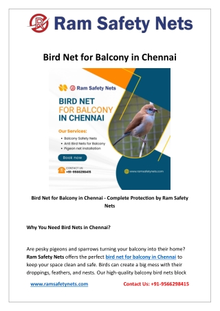 Bird Net for Balcony in Chennai