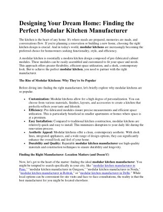 Finding the Perfect Modular Kitchen Manufacturer