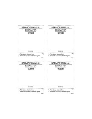 CASE 9050B Excavator Service Repair Manual Instant Download