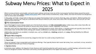 Subway Menu Prices