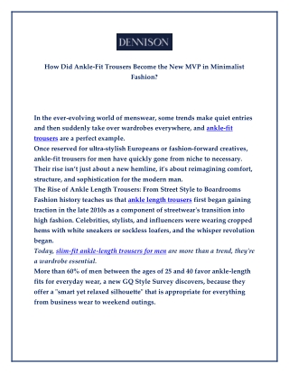 How Did Ankle-Fit Trousers Become the New MVP in Minimalist Fashion