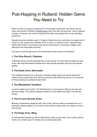 Pub-Hopping in Rutland | Top Hidden Gems to Visit