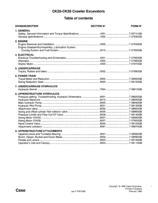CASE CK25 Crawler Excavator Service Repair Manual Instant Download