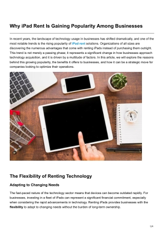 Why iPad Rent Is Gaining Popularity Among Businesses