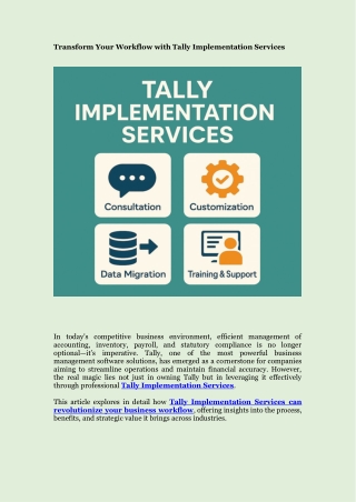 Transform Your Workflow with Tally Implementation Services
