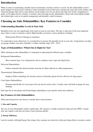 Choosing an Attic Dehumidifier: Key Features to Consider