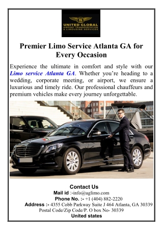 Premier Limo Service Atlanta GA for Every Occasion
