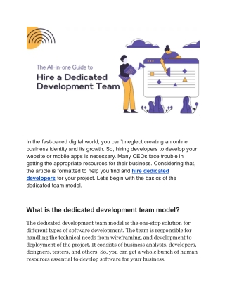 The All-in-one Guide to Hire a Dedicated Development Team