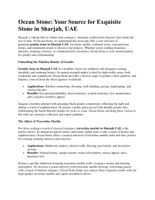 Your Source for Exquisite Stone in Sharjah